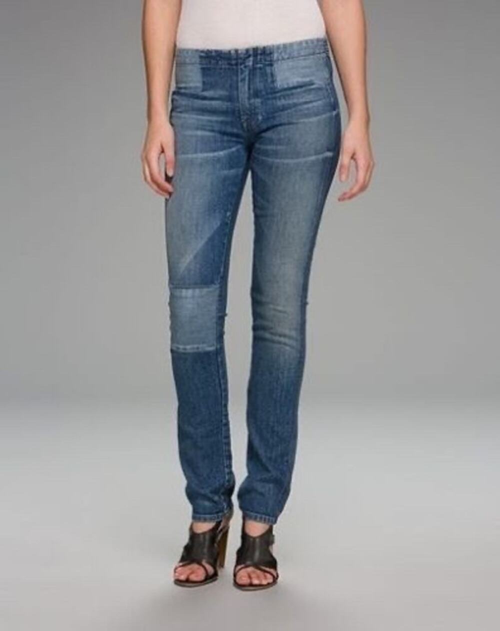 Vince Patchwork Straight Leg Ankle Jeans - Size 26 - Low Rise - Shadow Pocket